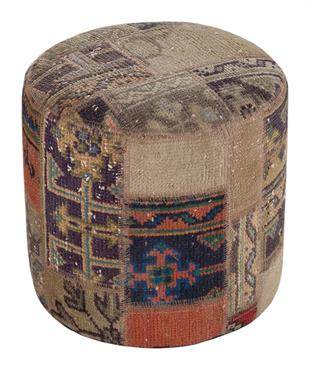 KAHVEREGİ ANADOLU KİLİM EL DOKUMA PATCHWORK PUF