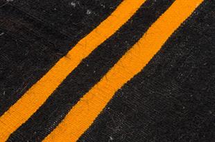 GERÇEK EL DOKUMA SARİ KIRMIZI RENGİ ÇİZGİLİ DESEN KİLİM