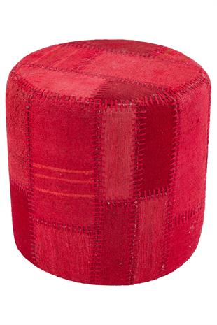 KIRMIZI EL DOKUMA KİLİMDEN TASARLANMİŞ PUF 40X40 CM