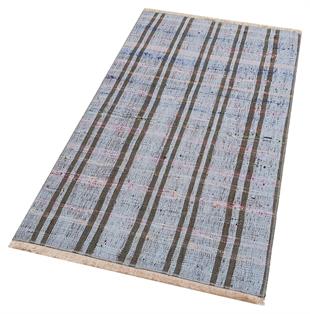 Eşsiz El Dokuma Grı Rengi Çaput Pala Yün Kilim