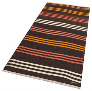 ÇOK RENKLİ ÇİZGİLİ DESEN EL DOKUMA ANADOLU KİLİM