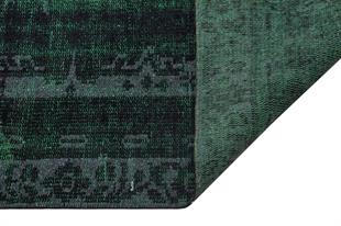 GERÇEK EL DOKUMA CAM YEŞİL RENGİ GÖBEKLİ VİNTAGE HALI