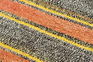 GERÇEK EL DOKUMA GÜMÜŞ SARİ RENGİ KEÇİ KILI YÜNLÜ KİLLİM PASPAS