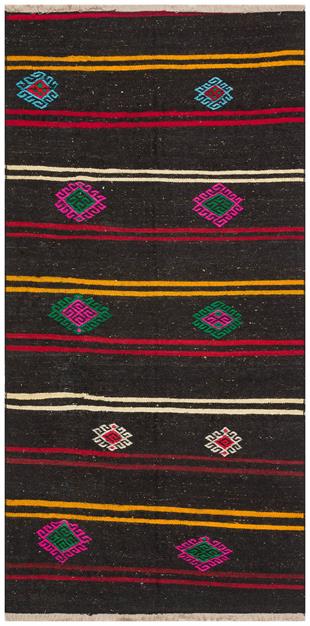 ÇOK RENKLİ ÇİÇEKLİ DESEN EL DOKUMA ANADOLU KİLİM