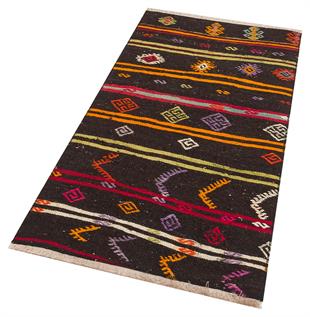 EŞSİZ EL DOKUMA KAHVERENGİ ANADOLU KEÇİ KILI KİLİMİ