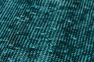 EŞSİZ EL DOKUMA KOYU TURKUAZ RENGİ VİNTAGE HALI PASPAS