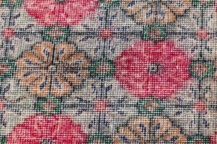 EŞSİZ EL DOKUMA NATUREL RENGİ ÇİÇEKLİ DESEN VİNTAGE HALISI