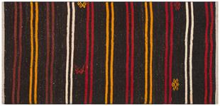 GERÇEK EL DOKUMA RENKLİ ÇİZGİLİ DESEN ANADOLU YÜN KİLİM