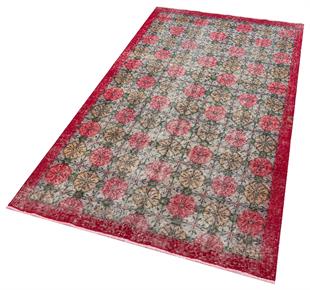 EŞSİZ EL DOKUMA NATUREL RENGİ ÇİÇEKLİ DESEN VİNTAGE HALISI