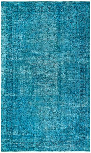 GERÇEK EL DOKUMA TURKUAZ RENGİ GÖBEKLİ DESEN VİNTADE HALI