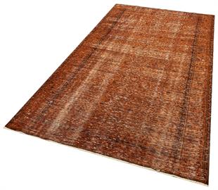 GENELEKSEL EL YAPIMI KAHVERENGİ ÇİÇEKLİ DESEN ESKİTME VİNTAGE HALISI