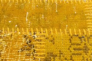 GENELEKSEL EL DOKUMA SARİ RENGİ PATCHWORK HALI PASPAS