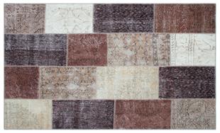 Geneleksel El Dokuma Kahve Tonleri Patchwork Halı