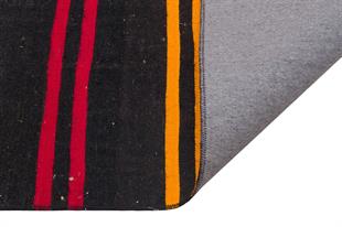 GERÇEK EL DOKUMA SARİ KIRMIZI RENGİ ÇİZGİLİ DESEN KİLİM