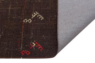 GENELEKSEL EL DOKUMA KAHVERENGİ BOHO DESEN KEÇİ KILI KİLİMİ