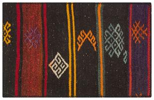 GERÇEK EL YAPIMI SİYAH RENGİ KEÇİ KILI YÜNLÜ KİLİM PASPAS