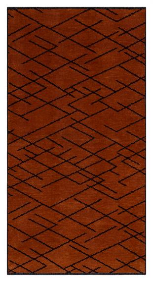 TURUNCU RENGİ ISKANDİNAV DESEN MODREN ŞÖNİL DOKUMA KAYMAZ TABANLI HALI