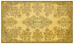 GERÇEK EL DOKUMA SARİ RENGİ ÇİÇEKLİ VİNTAGE HALISI