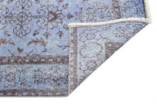 GENELEKSEL EL DOKUMA AÇİK MAVİ RENGİ ÇİÇEKLİ DESENLİ VİNTAGE HALI