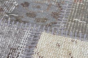 Eşsiz El Dokuma Gri Tonleri Patchwork Paspas-50x80