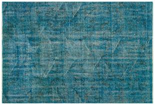 GERÇEK EL DOKUMA SİYAH RENGİ ÇİÇEKLİ TURKUAZ VİNTAGE HALISI