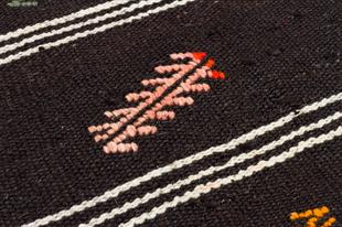 GERÇEK EL DOKUMA SİYAH BEYAZ RENGİ ÇİZGİLİ KİLİM PASPAS