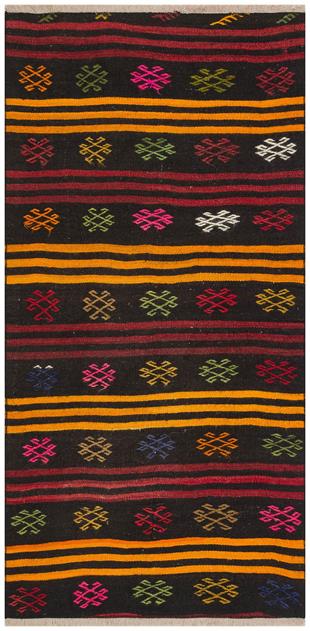 ÇOK RENKLİ ÇİÇEKLİ DESEN EL DOKUMA ANADOLU KİLİM