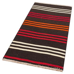 TURUNCU BEYAZ RENGİ KEÇİ KILI EL DOKUMA YÜN KİLİM