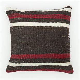 EL DOKUMA SİYAH KIRMIZI BEYAZ ASTARLI YASTIK KILIFI