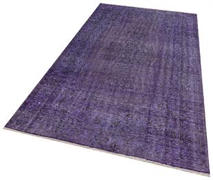 GENELEKSEL EL DOKUMA MOR RENGİ GÖBEKLİ DESEN YÜN HALISI