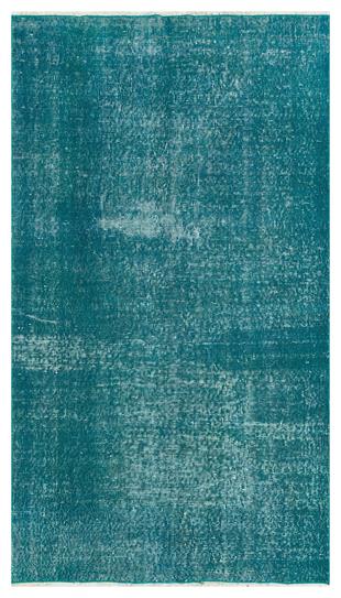 GERÇEK EL DOKUMA TURKUAZ RENGİ DESENSİZ YOLLUK VİNTAGE HALI