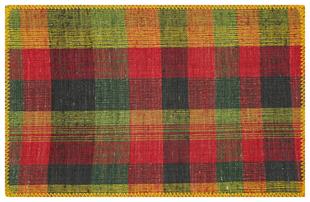 EŞSİZ EL YAPIMI ÇOK RENKLİ KARELİ DESEN  ÇAPUT PALA YÜNLÜ KİLİM PASPAS