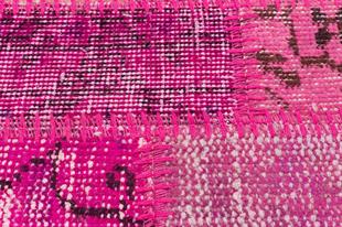 GENELEKSEL EL DOKUMA PEMBE RENGİ PATCHWORK HALI PASPAS