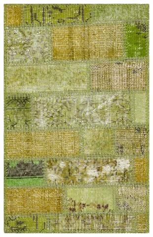 El Dokuma Yeşil Rengi Taşli Desen Patchwork Paspas-50x80
