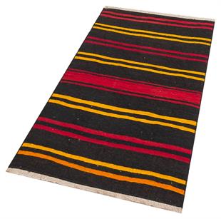 SARİ KIRMIZI RENGİ ÇİZGİLİ DESEN EL DOKUMA ANADOLU KİLİM