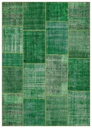 Geneleksel El Dokuma Çim Yeşil Rengi  Patchwork Halı
