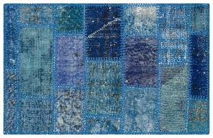Özel Mavi Rengİ El Dokuma Patchwork Halı Paspas-50x80