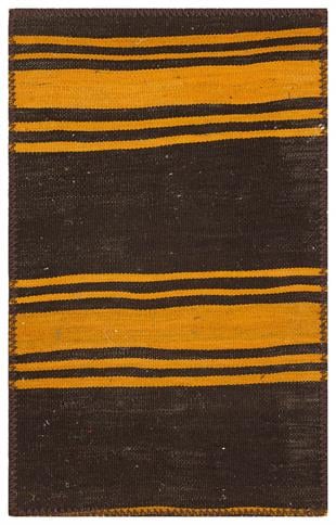 GERÇEK EL DOKUMA SİYAH TURUNCU RENGİ KEÇİ KILI YÜNLÜ PASPAS