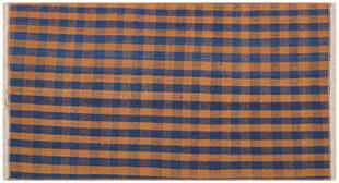 MAVİ BAKİR RENGİ EL DOKUMA ÇİZGİLİ DESEN ETNİK KİLİM