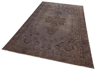 GERÇEK EL DOKUMA GRİ RENGİ GÖBEKLİ ESKİTME VİNTAGE HALISI