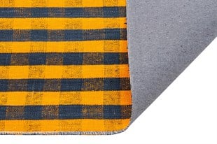 ÖZEL EL DOKUMA SARI LACUVERT VINTAGE KİLİM 