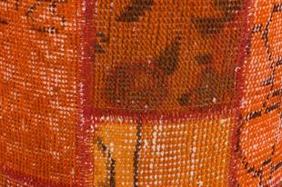 GERÇEK EL DOKUMA TURUNCU RENGİ PATCHWORK PUF