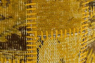EL DOKUMA SARİ RENGİ ÇİÇEKLİ DESEN YÜNLÜ PUF -40X40