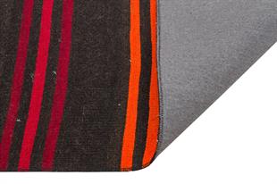 GERÇEK EL DOKUMA RENKLİ ÇİZGİLİ DESEN KEÇİ KILI ETNİK KİLİM