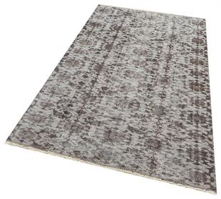 EŞSİZ EL DOKUMA GRİ KAHVERENGİ ÇİÇEKLİ DESEN VİNTAGE HALI