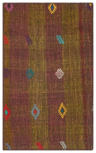 SARİ MÜRDÜM RENGİ EL DOKUMA KEÇİ KILI KİLİM PASPAS