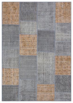 Geneleksel El Dokuma Kahve Gri Rengi  Patchwork Halı