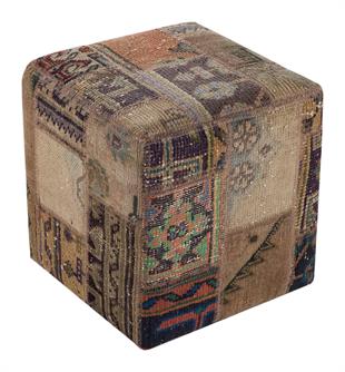KAHVEREGİ ANADOLU KİLİM EL DOKUMA PATCHWORK PUF