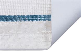 HALICA HALI AVANGARD BEYAZ MAVİ RENGİ ÇERÇEVELİ MODREN BAMBU HALISI