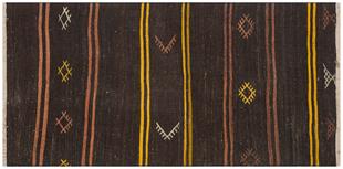 ANADOLU EL DOKUMA SARİ RENGİ ÇİZGİLİ DESEN KEÇİ KİLİM